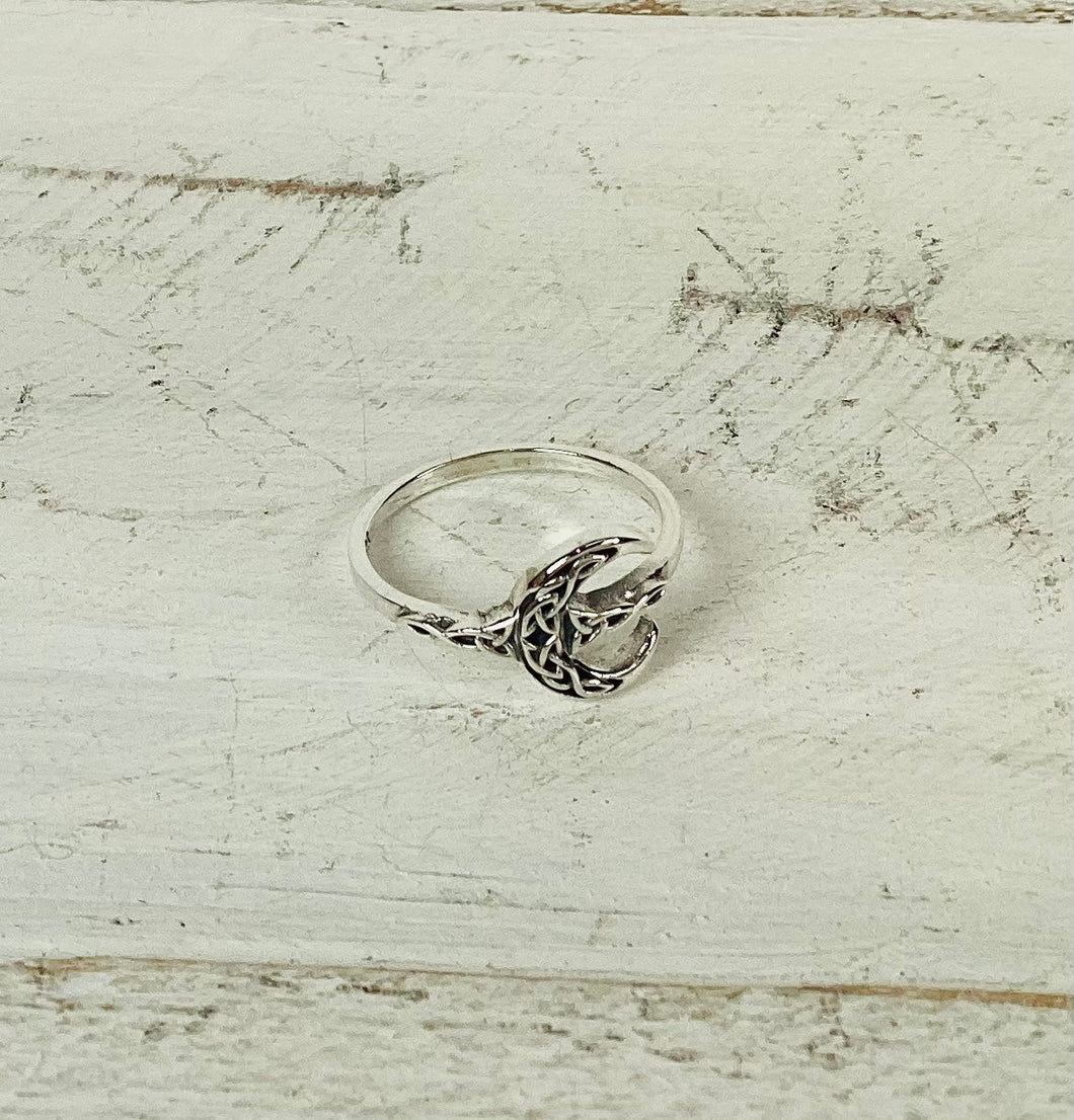 Crescent Moon Sterling Silver Ring