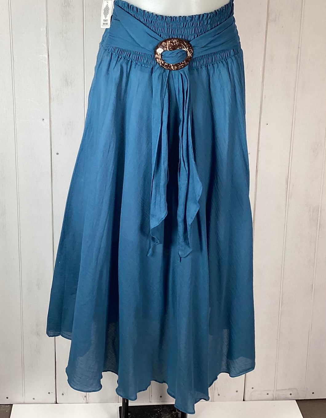 Cotton Long Coconut Buckle Skirt