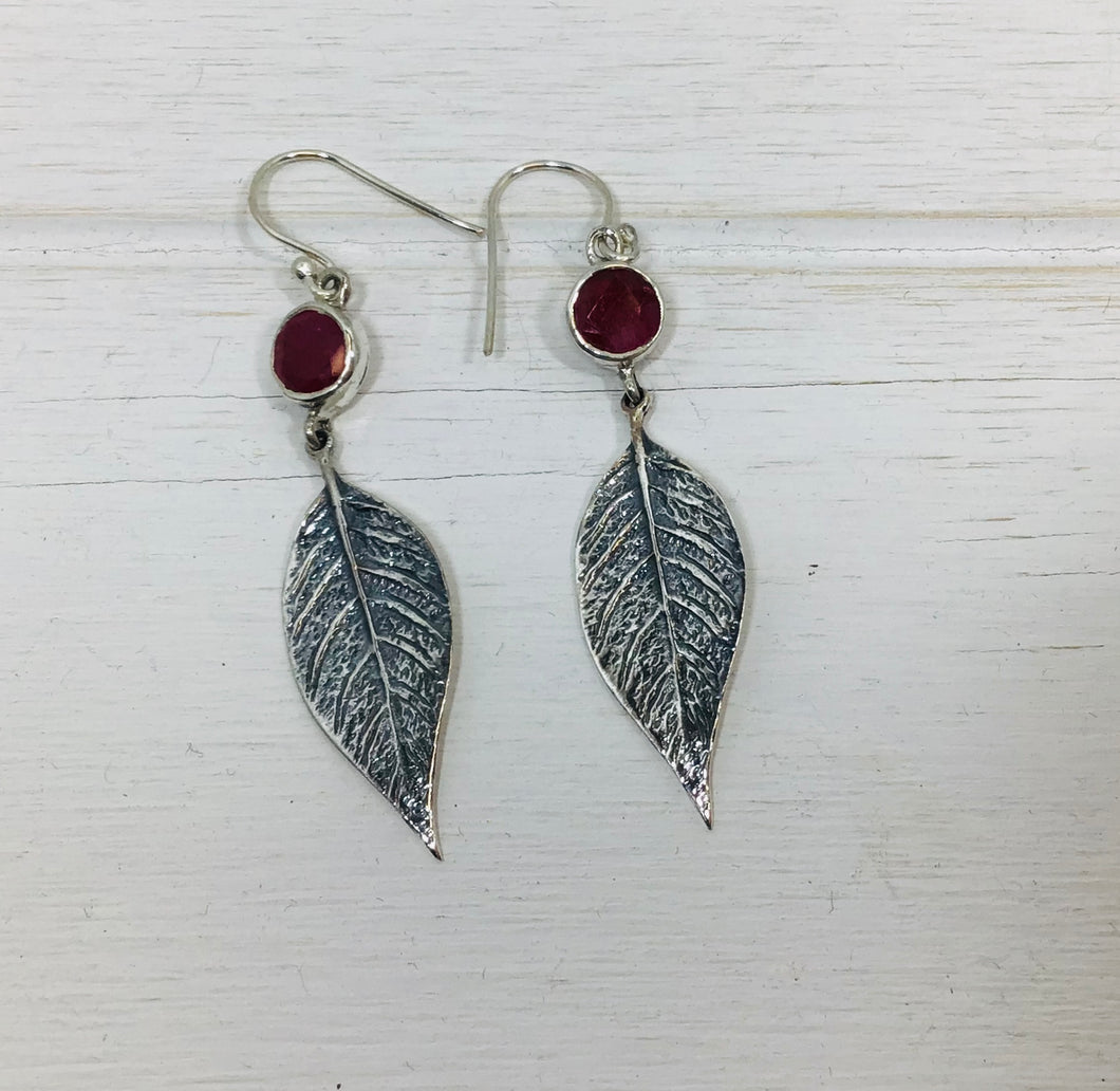 Leaf and Stone Earrings