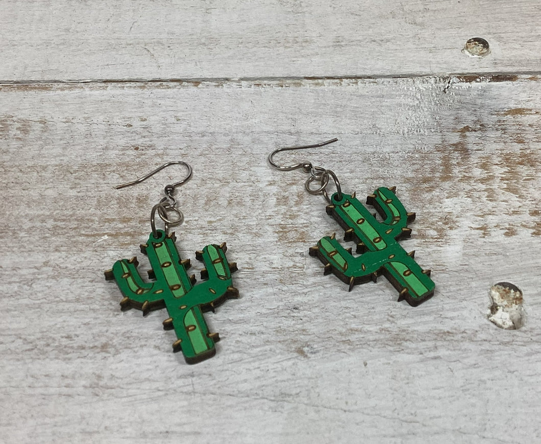 Wooden Cactus earrings NEV