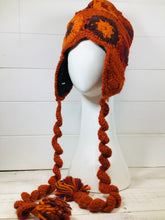 Load image into Gallery viewer, Flower Wool Beanie with Ear Flaps and Pom Pom
