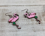 Wooden Flamingo Earrings NEV