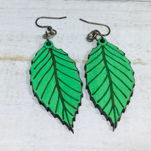 Load image into Gallery viewer, Leaf Jagged Edge Wooden Earrings NEV

