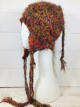 Load image into Gallery viewer, Soft Multi Coloured Beanie with Ear Flaps Recycled Silk
