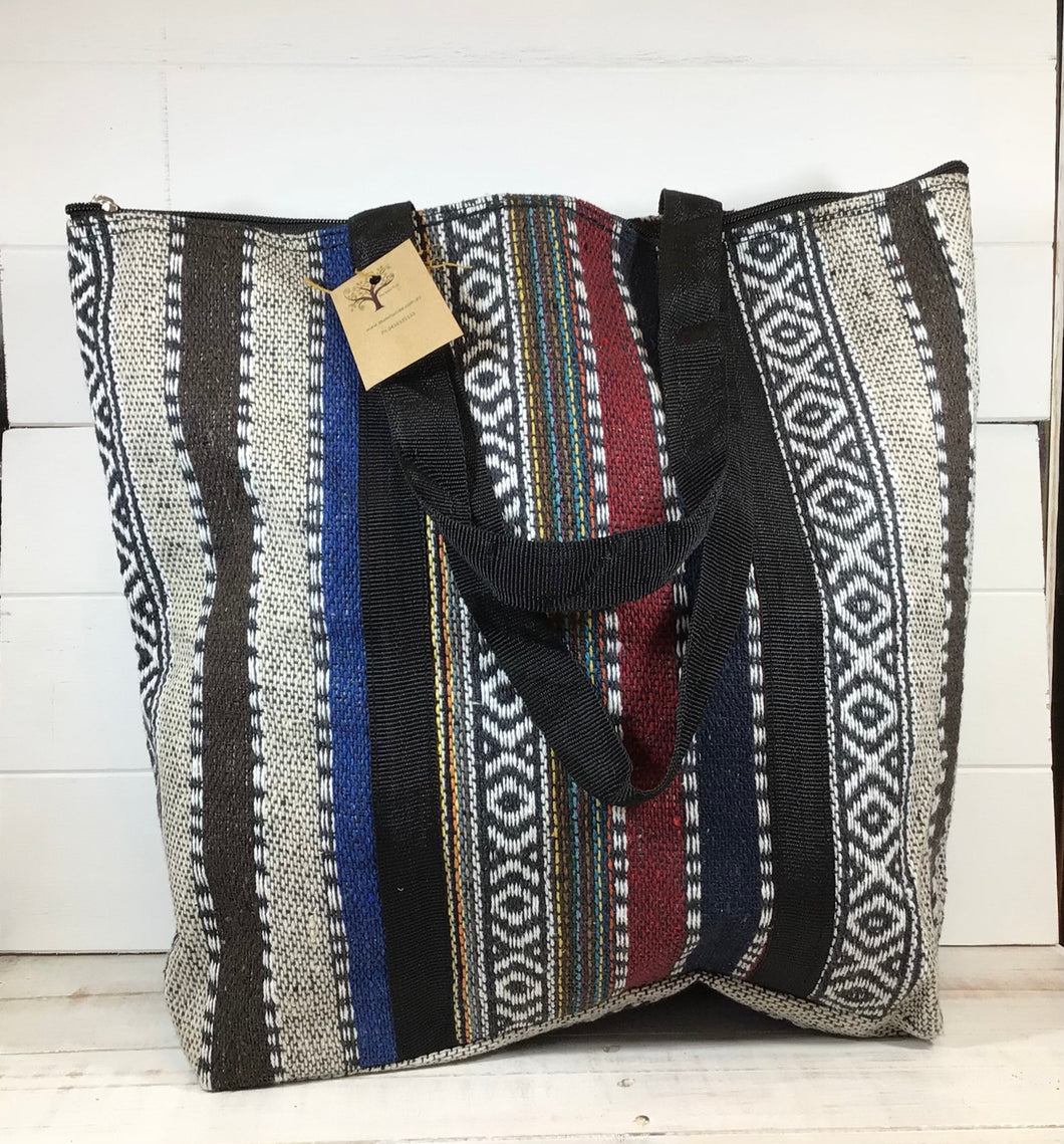 Cotton Canvas Stripe Tote Bag