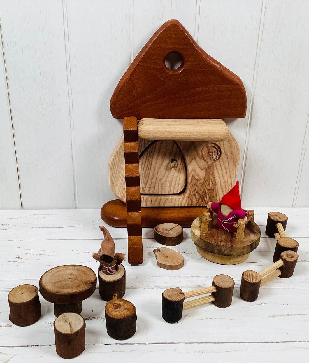 Wooden  Mushroom Home set