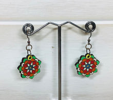 Load image into Gallery viewer, Mandala Flower Wood Hand Painted Earrings NEV
