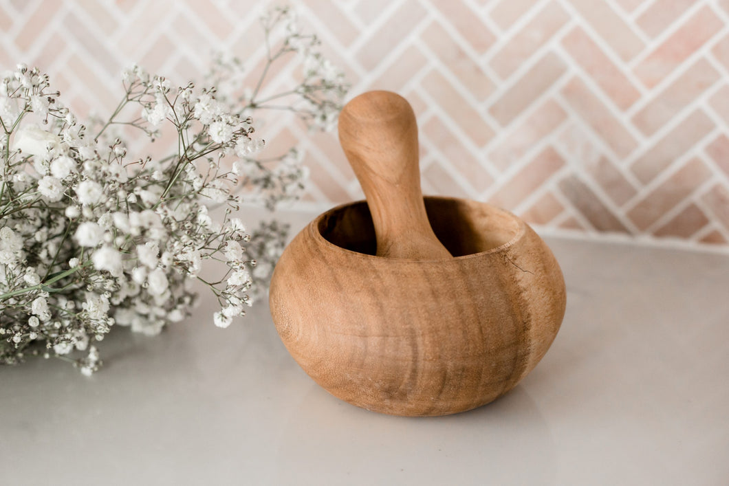 Wooden Pestle and Mortar Set